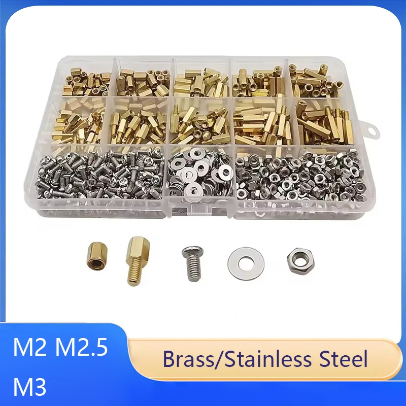 

Набор латунных шестигранных дистанционных винтов/проставок 710 шт. (M2, M2.5, M3) для монтажа электронных устройств и DIY-проектов