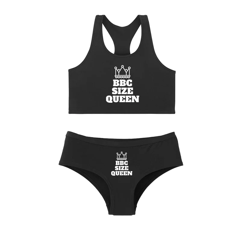 Conjunto de una pieza BBC QUEEN, camiseta sin mangas con cuello redondo y bragas, conjunto de ropa interior femenina, lencería sexy de algodón para mujer.