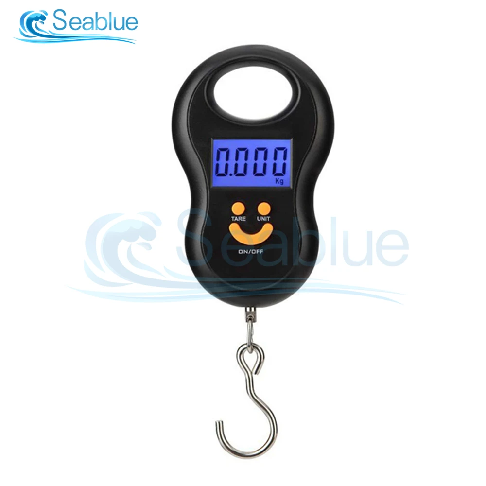 Portable 50Kg 10g Hanging Scale Digital Scale BackLight Electronic Fishing Weights Pocket Scale Luggage Scales Black