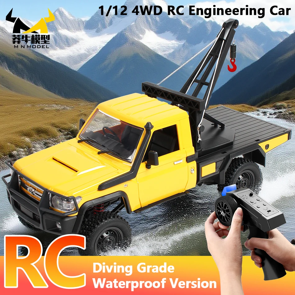 

MN MODEL 1/12 4x4 RC Diving Wading Rescue Car All Terrain Vehicle Climbing Truck Engineering Crane Rock Crawler Toy for Adult