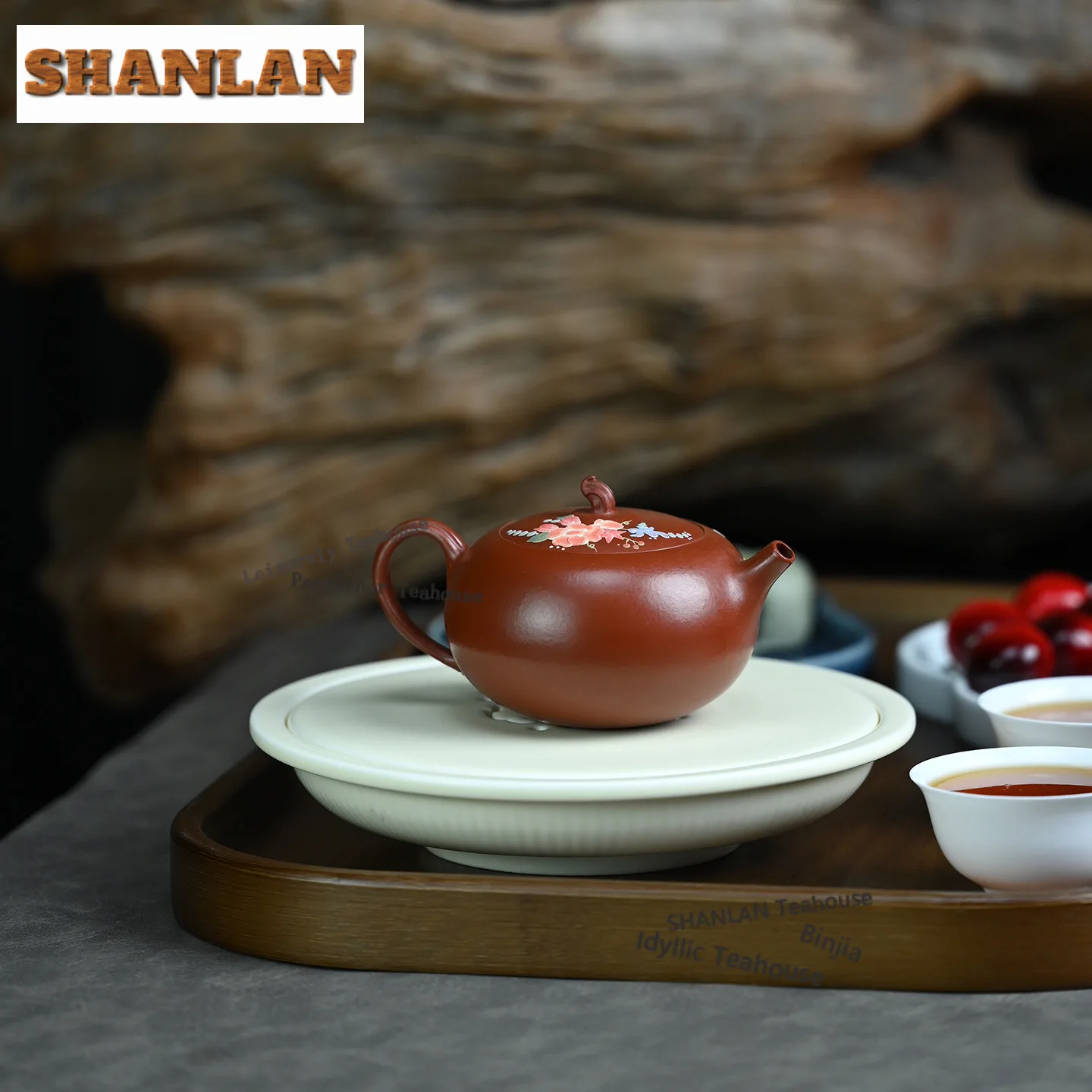 150 مللي رائعة ييشينغ الأرجواني الطين أباريق الشاي اليدوية الملونة رسمت اليشم أرنب شقة شيشي وعاء الخام خام الطين غلاية Zisha طقم شاي #2