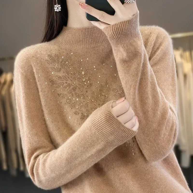

Autumn New Women Sweaters Thick Warm Mock Neck Fashion Pullovers Long Sleeve Basic Jumper Knit Bottoming Shirt Female Sweater