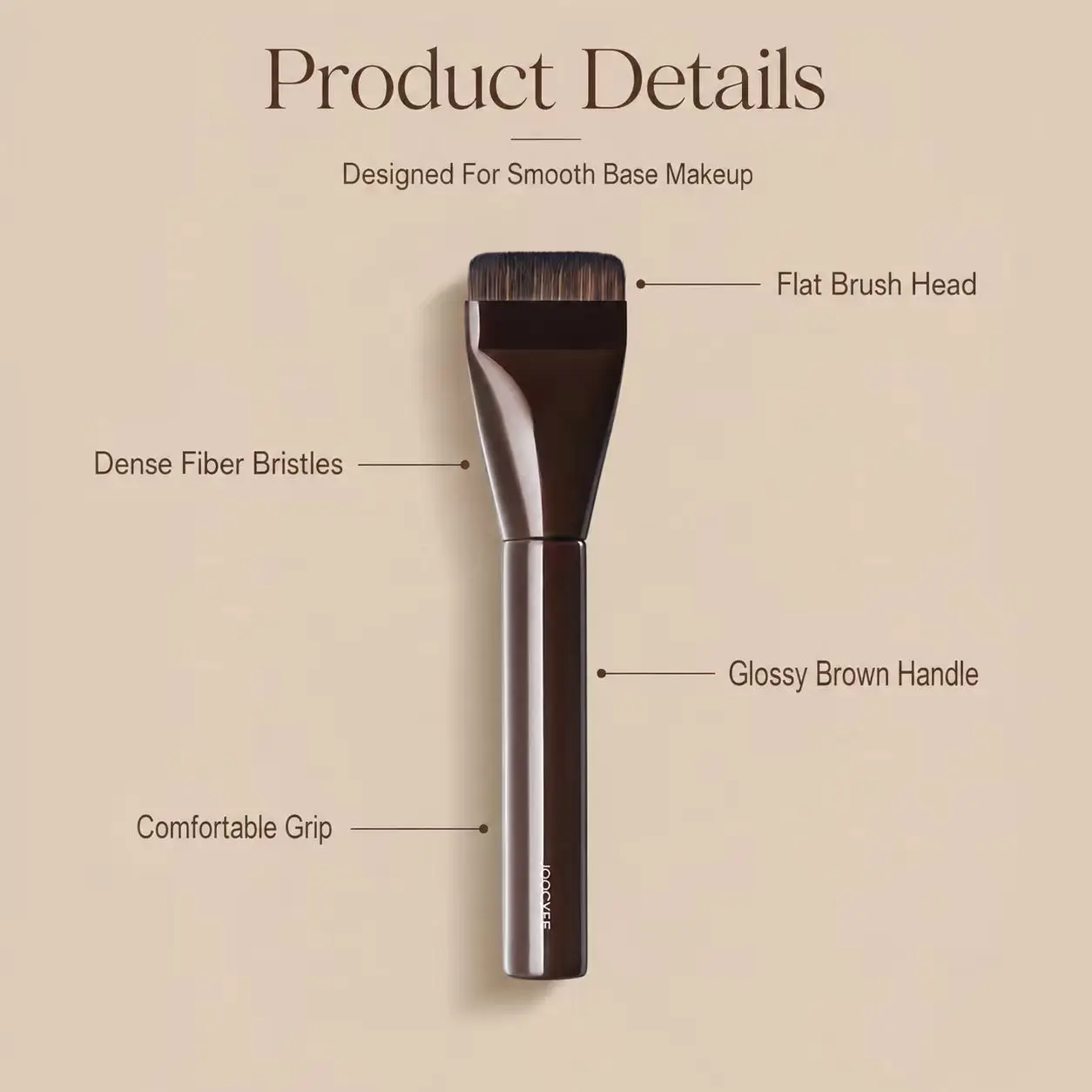 JOOCYEE FLAT FOUNDATION BRUSH Dense Fiber Bristles Flat Brush Head Easy To Blend Even Application Smooth Finish Makeup Brush