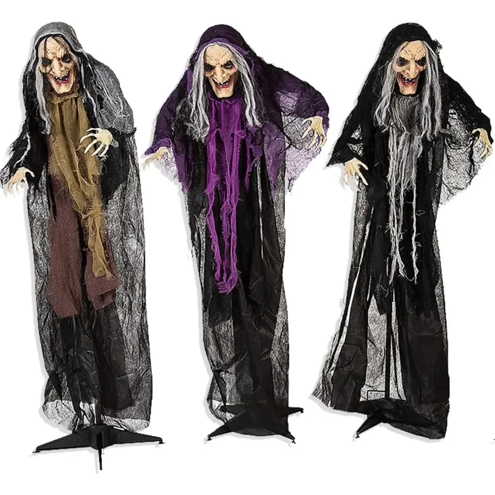 

3 Pieces, Each Stand 4 Feet Tall Halloween Witches Set, Includes Yard Stakes for Indoor and Outdoor Home Decorations