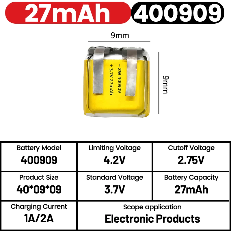 5PCS 3.7V 501010 501012 401010 401012 400909 Polymer Lithium Battery For I7 I8 I9 I10 I12 TWS Earphone Headset MP3 MP4 Toy GPS