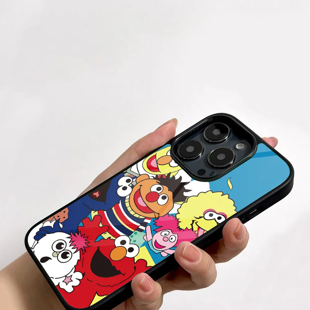 Cartoon S-Sesame S-Street Cute Phone Case For IPhone 11 12 13 14 15 16 Plus Pro Max Mirror Acrylic PC TPU Cover