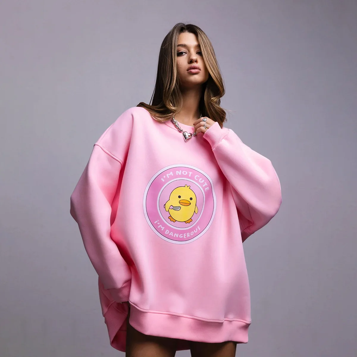 Suda Hoada con Cuello Redondo para Mujer, Estampado de Letras de Pato Amarillo, Ropa de Calle Moderna, Informal, Cómoda...