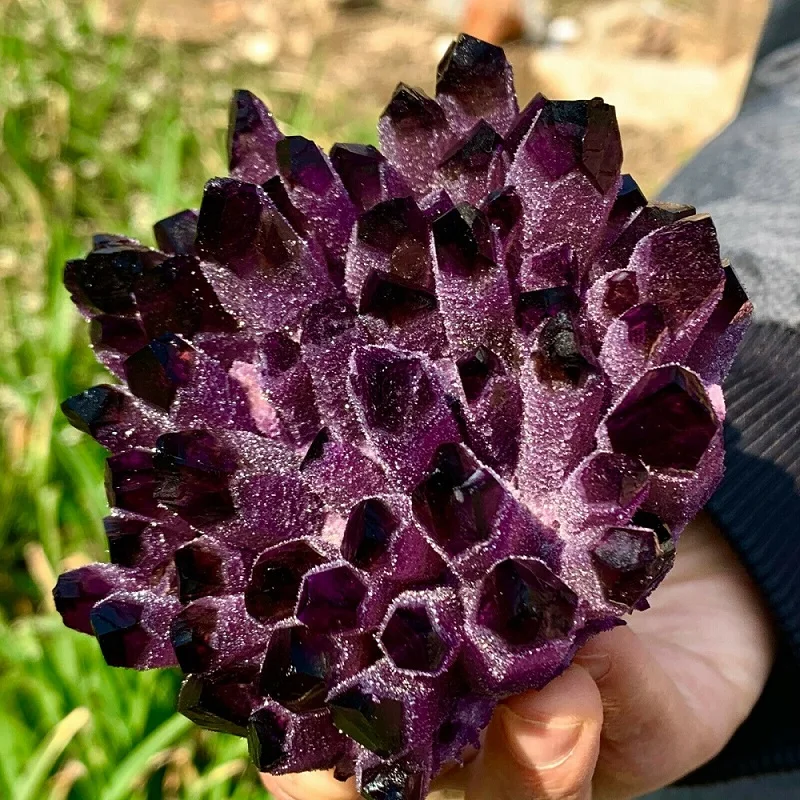 900g Natural Amethyst  violet Ghost Phantom Quartz Crystal Cluster Healing Specimen pray Home Decor degaussing 1pcs