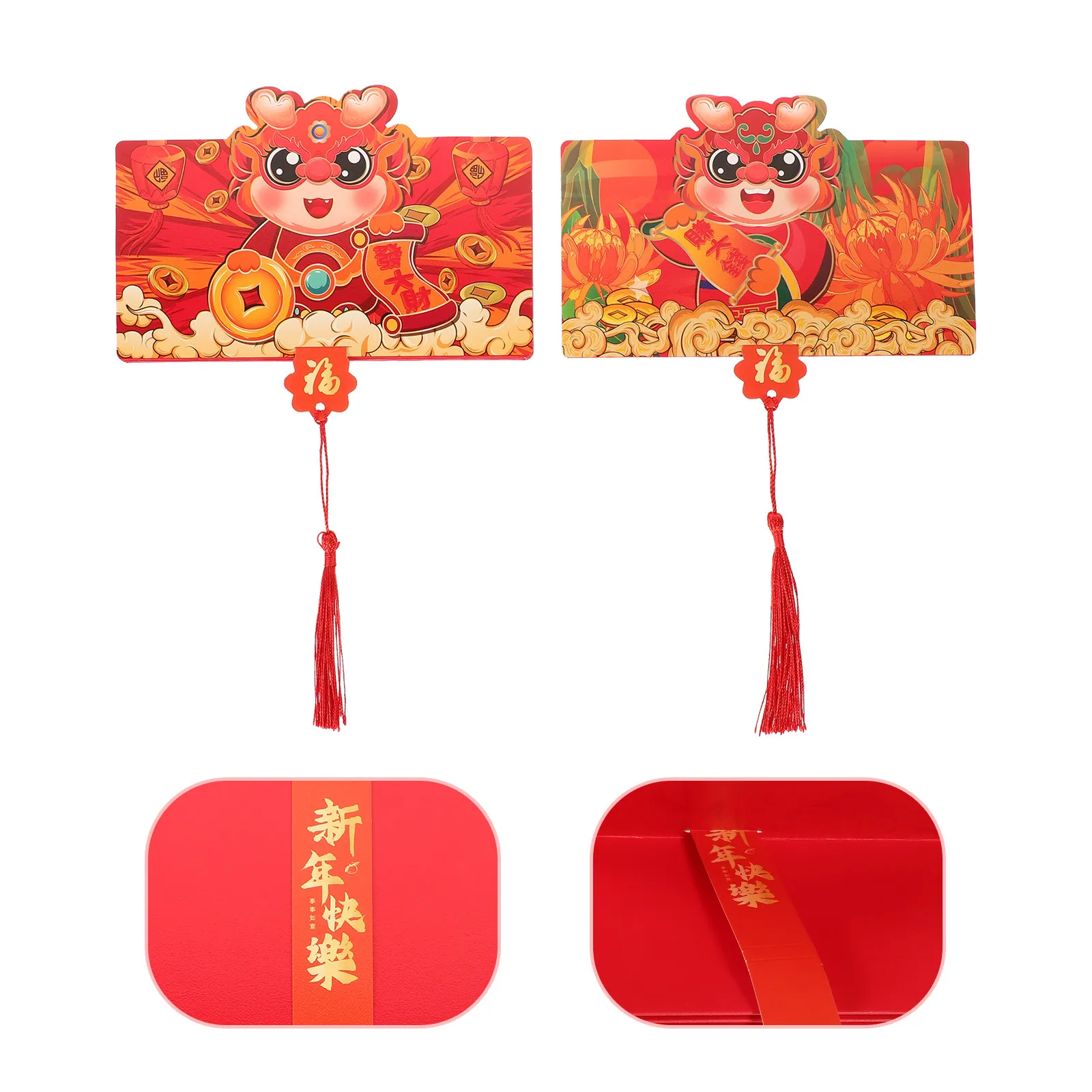 

6Pcs Traditional Red Pocket Chinese Style Red Envelope Set for New Year Party Wedding Holiday Gifting Occasions