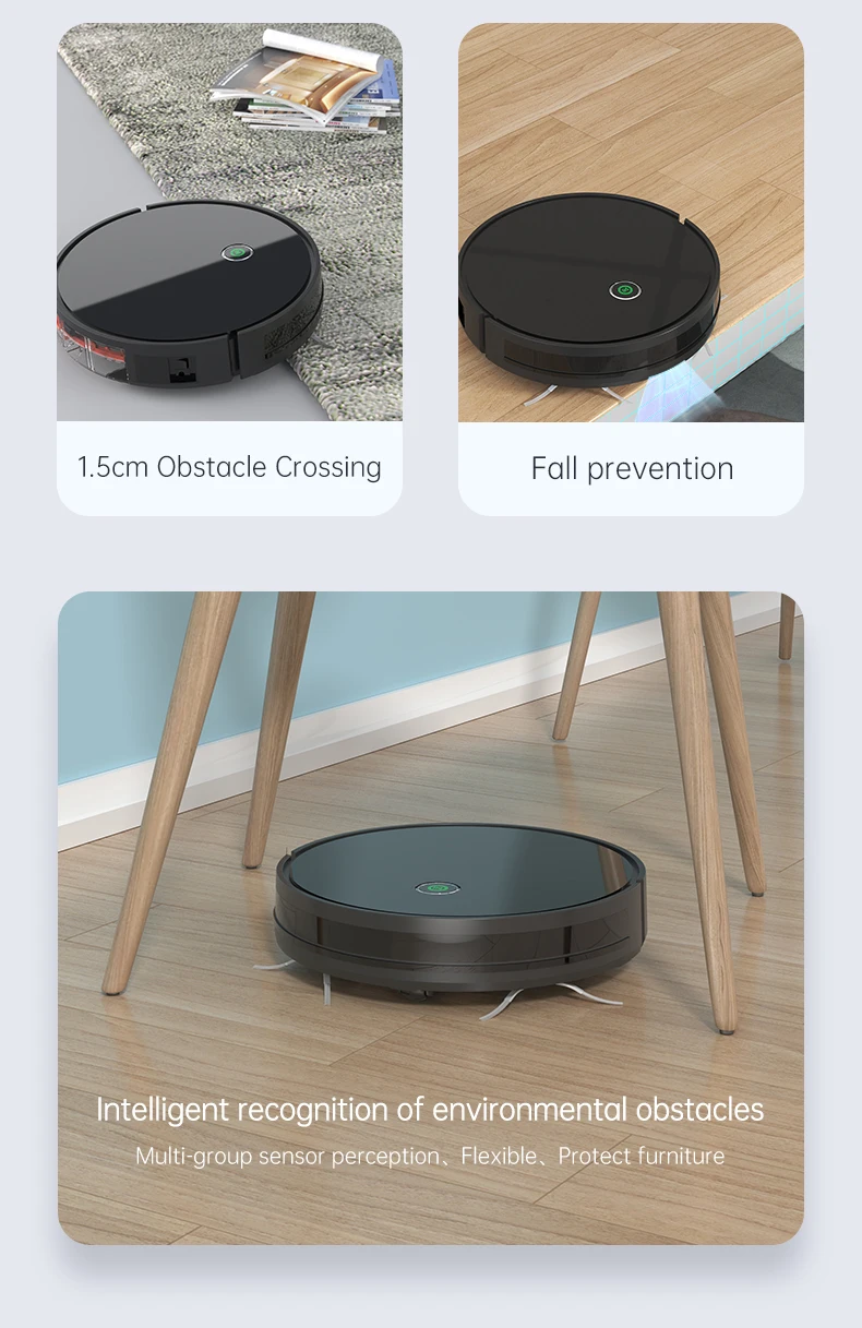 Spazzamento Mopping Robot aspirapolvere APP telecomando Wireless Robot a basso rumore 3 In 1 spazzatrice intelligente per pavimenti domestici