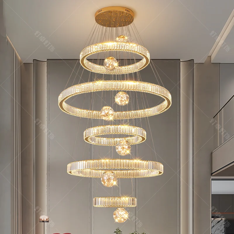 Modern home decoration crystal chandelier, stair Pendant lamp, living room Pendant lights, interior lighting