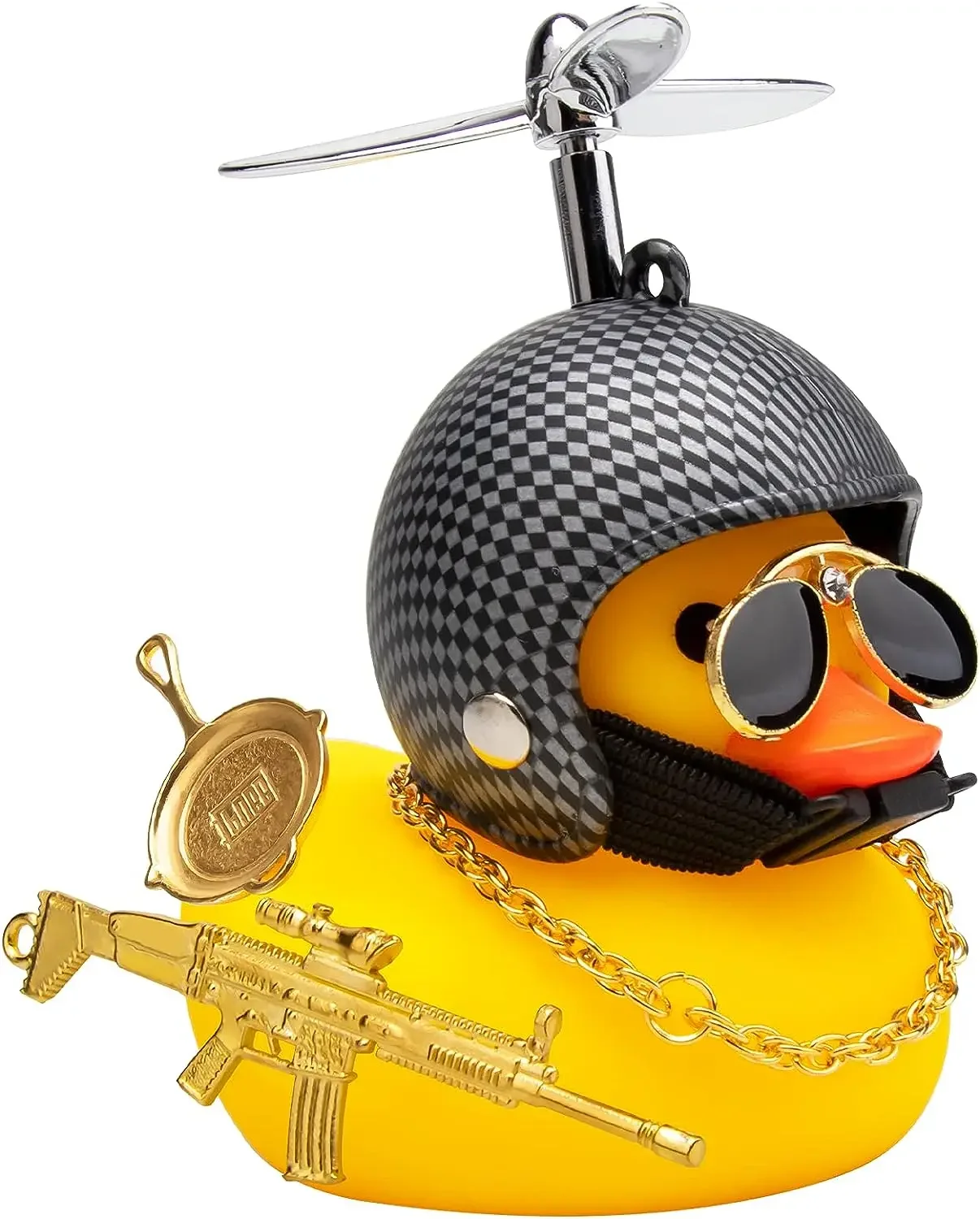 Wholesale Bike Car Yellow Rubber Duck Accessories Weapon Gold Black M416 AKM 98K AMW Duck Toy Bicycle Car Decoration Duckling