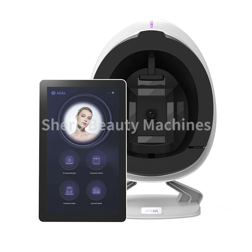 Nova câmera 3d aisia scanner facial analisador de pele detecção de umidade facial análise uv ai pele máquina de análise facial spa uso