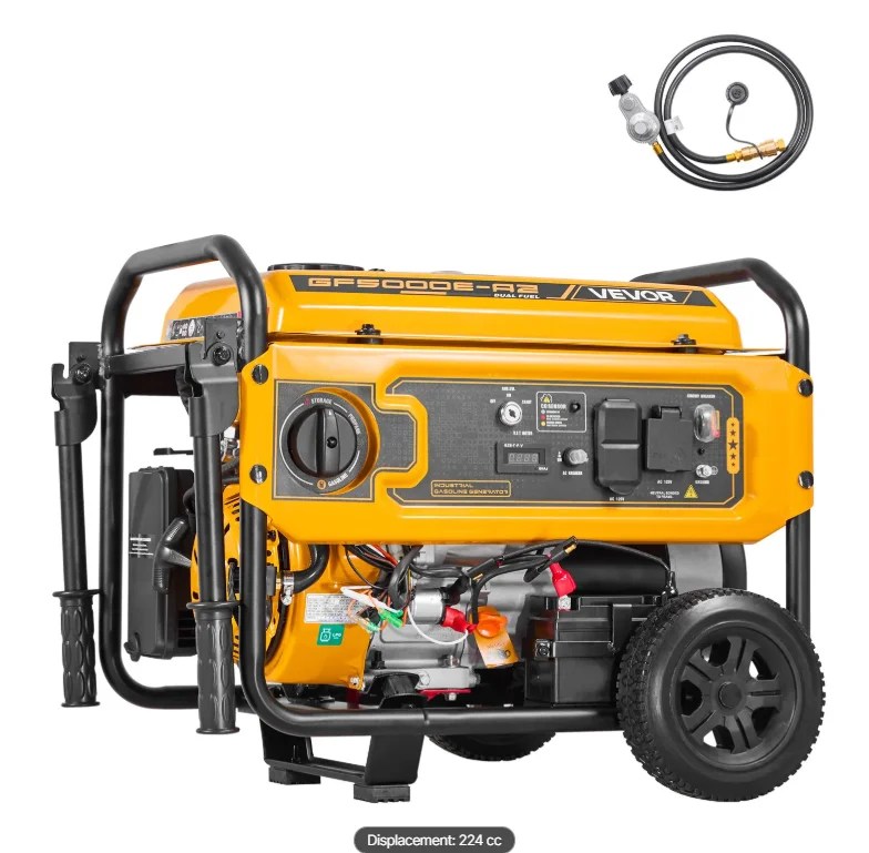 

Dual Fuel Generator, 4650W Gas / 4130W LPG Peak, Electric Start, CO Sensor, 20A & 50A Outlets for Home Backup