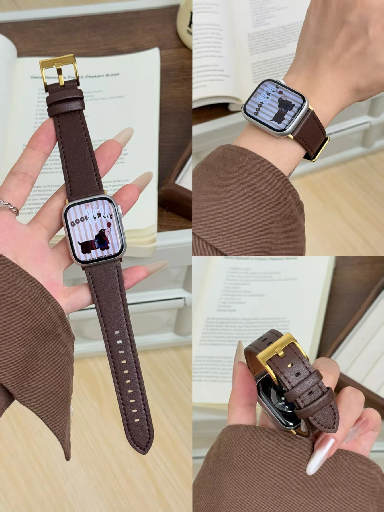 

Superior leather loop For Apple Watch band women 10/9/8/7/6/5/4/3/2/1 SE 38mm 40mm 41mm 42mm 44mm 45mm 46mm 49mm Strap