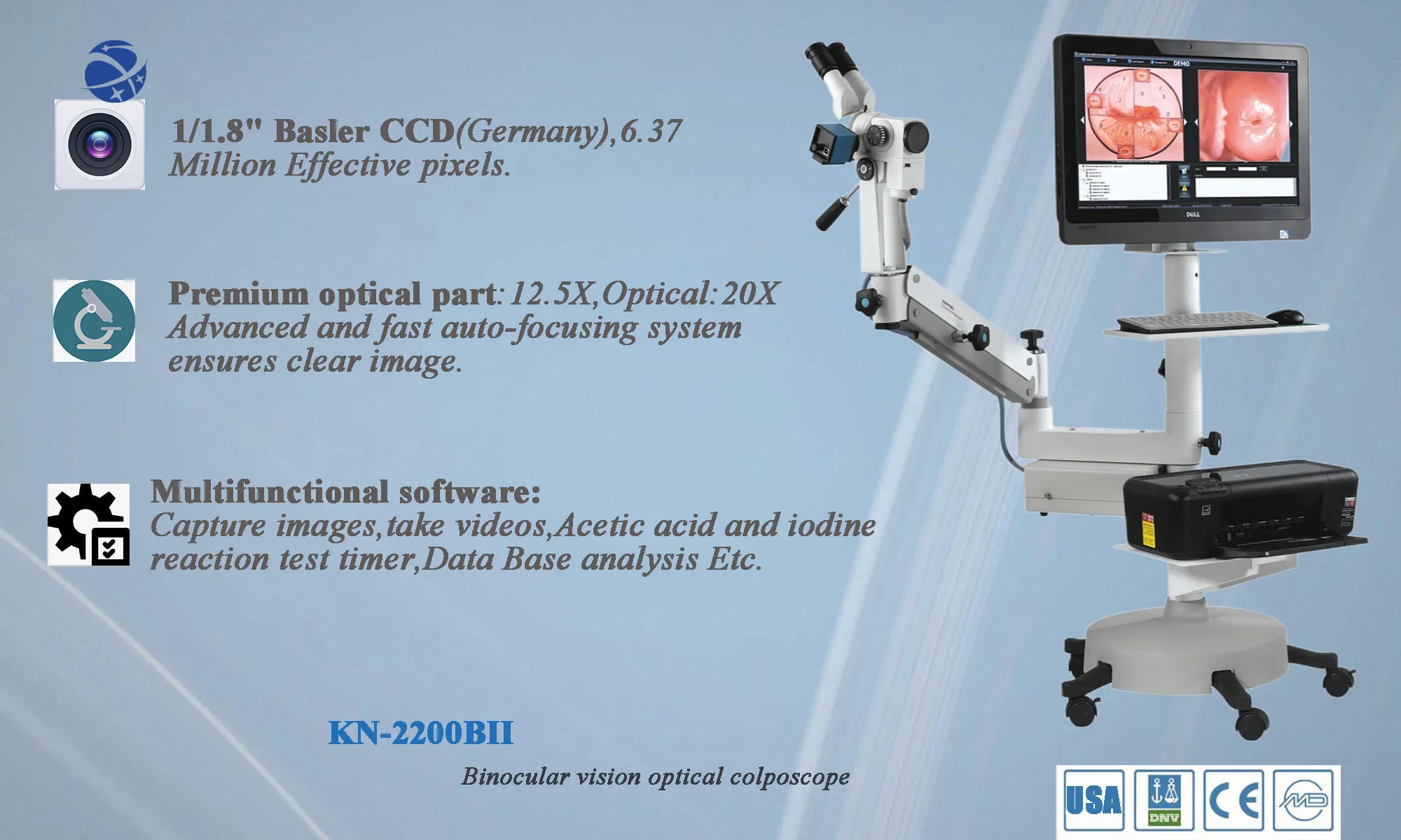 Kernel KN 2200BII  Medical Gynecology Vaginal Diagnosis HD Optical Colposcope For cervix examination gynecological colposcope