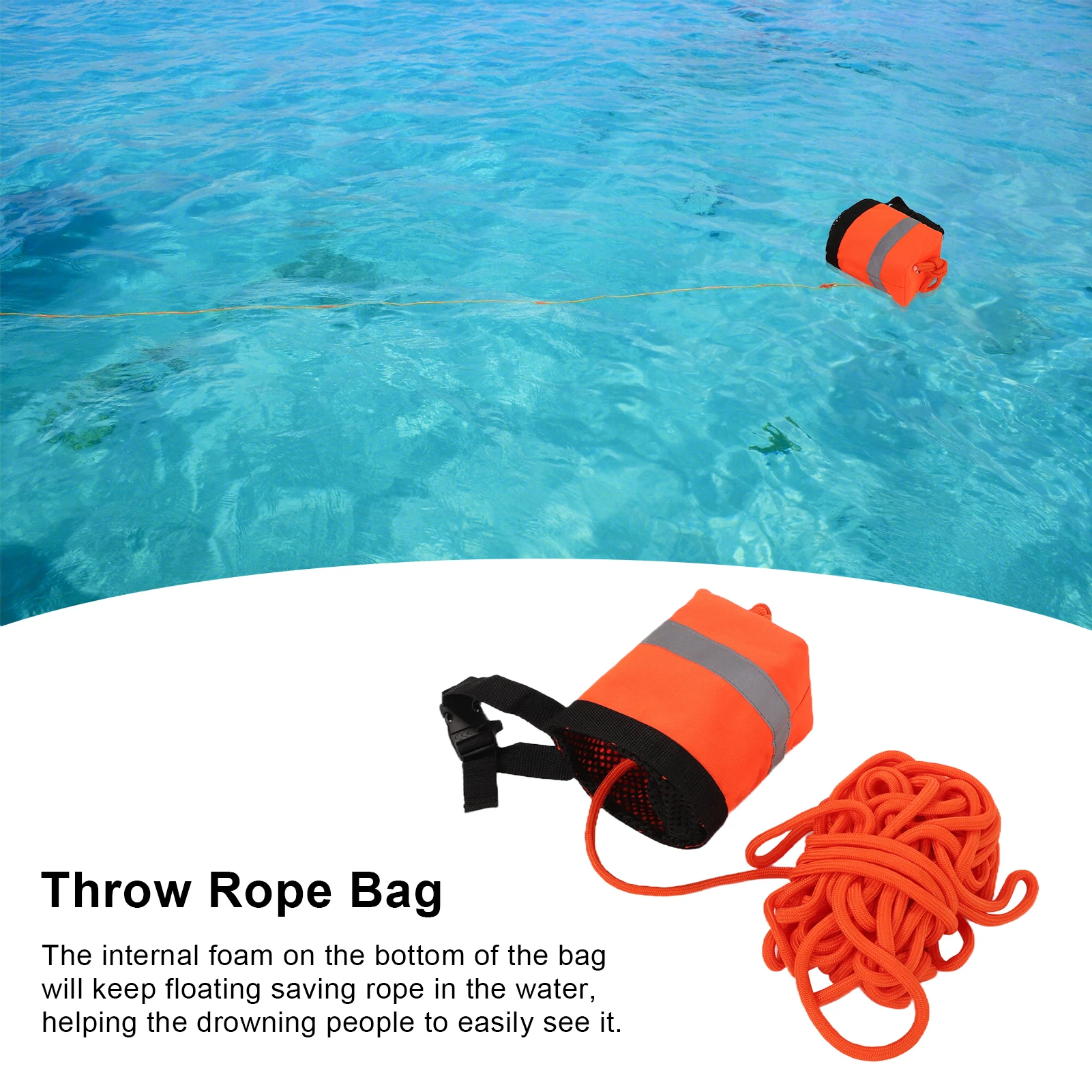 Throw Rope Bag Life Saving Reflective Rope Water Floating Bag Saving Equipment for Water Sports Rescuing