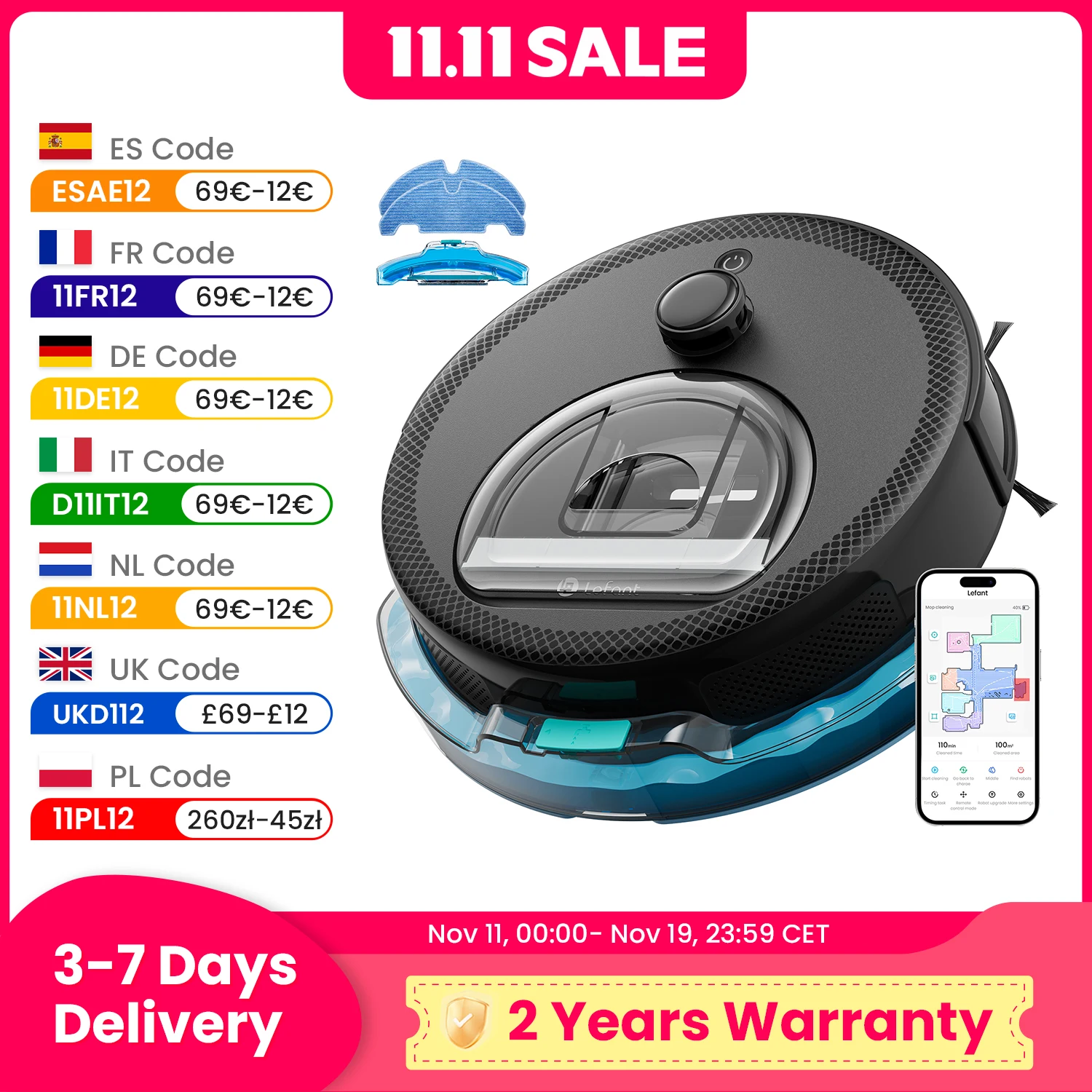Lefant M330 Pro Robot Vacuum and Mop combo, 5000Pa,dTOF LiDAR Navigation, Alexa/Google/WiFi,Ideal for Pet Hair