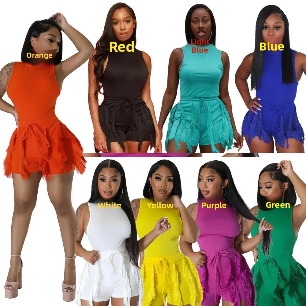 

Женский повседневный комплект из двух предметов Faion с кисточками, комбинезон Svel, нейтральный комбинезон, летняя коллекция 2023.