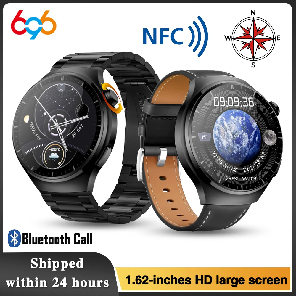 

Smart Watch Men 1.62'' HD Screen Blue Tooth Call Compass NFC AI Voice Sports Fitness Waterproof Music Heart Rate 2024 Smartwatch