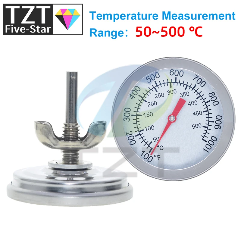 52 مللي متر 0-120 درجة مئوية البيتزا ميزان حرارة فرن الفولاذ المقاوم للصدأ في الهواء الطلق داخلي شواء موقد الشواء الحرارية الغذاء الطبخ