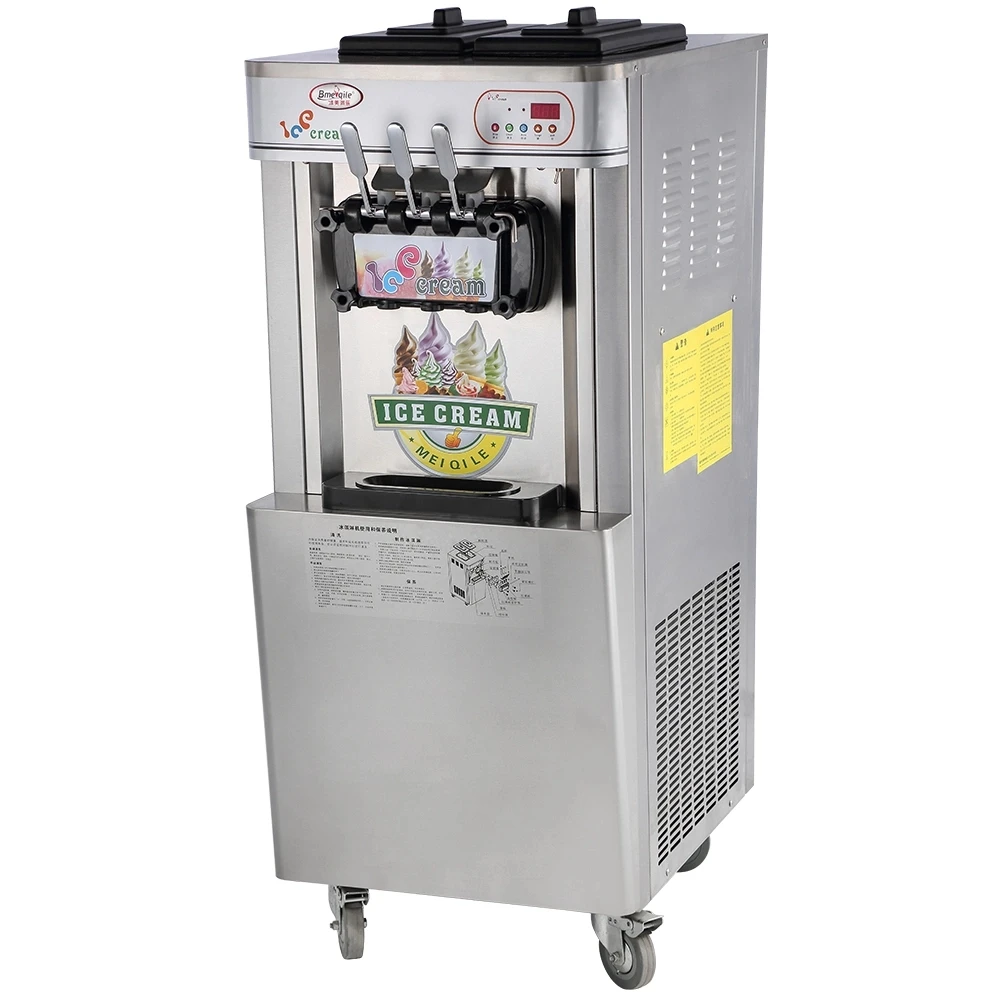 Stainless Steel Floor Standing 3 Flavors Soft Ice Cream And Yogurt Machine Ice Cream Maker