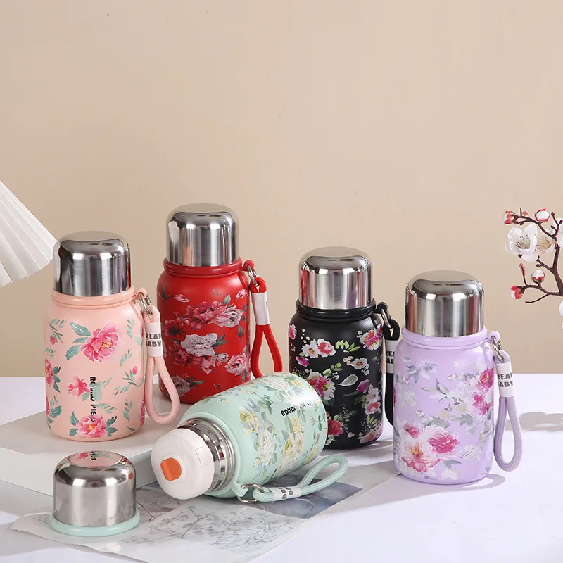 

450ML New Creative Pattern Portable Portable Cup Outdoor High Value Small 316 Stainless Steel Thermos Cup Sports Water Cup