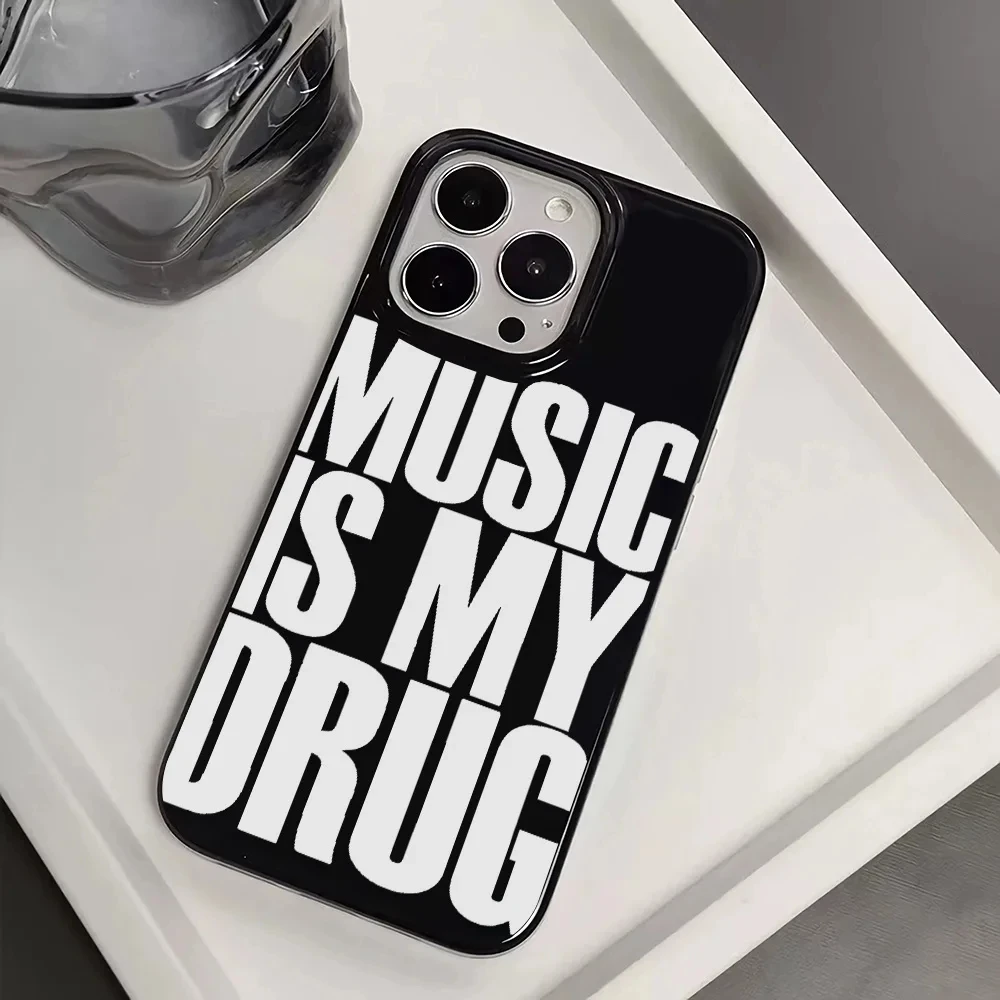 Música é meu amor arte personalizada lettersilicone caso de telefone macio para iphone 17 16 15 14 13 1211 pro xs xr 7 plus y2k capa funda
