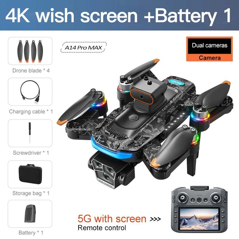 Lenovo A14Pro max GPS Borstelloze 8K drievoudige camera Optische Flow Obstakelvermijding Opvouwbare Quadcopter RC Afstandsbediening Drone Speelgoed