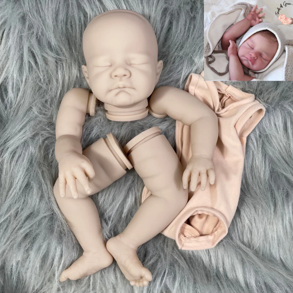 19 Inches Blank Reborn Vinyl Doll Kit August Sleeping Newborn Baby Molds Unpainted Doll Parts With Cloth Body