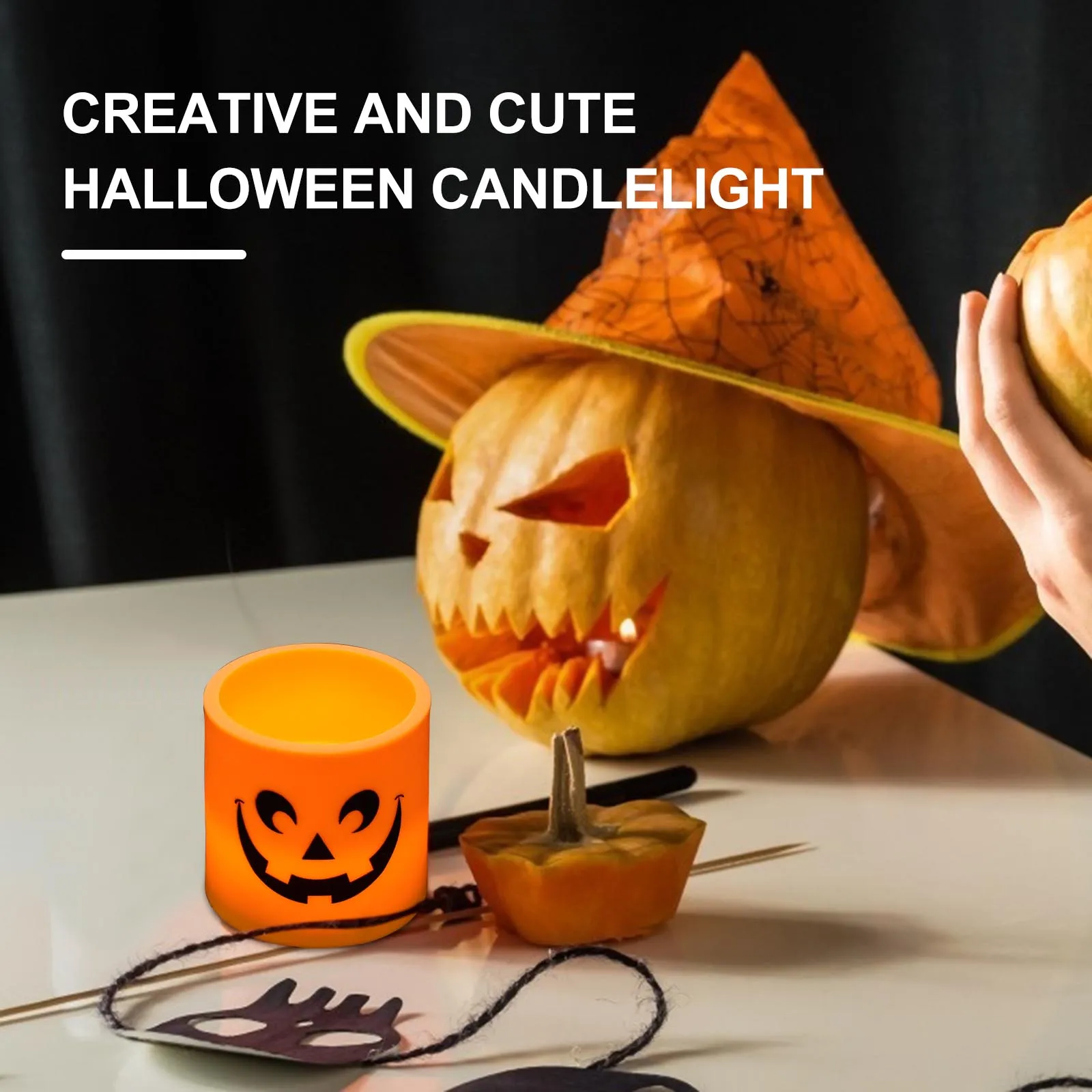 

2 Pcs Grimface Light Pumpkin Decoration Grimace Electronic Halloween Plastic