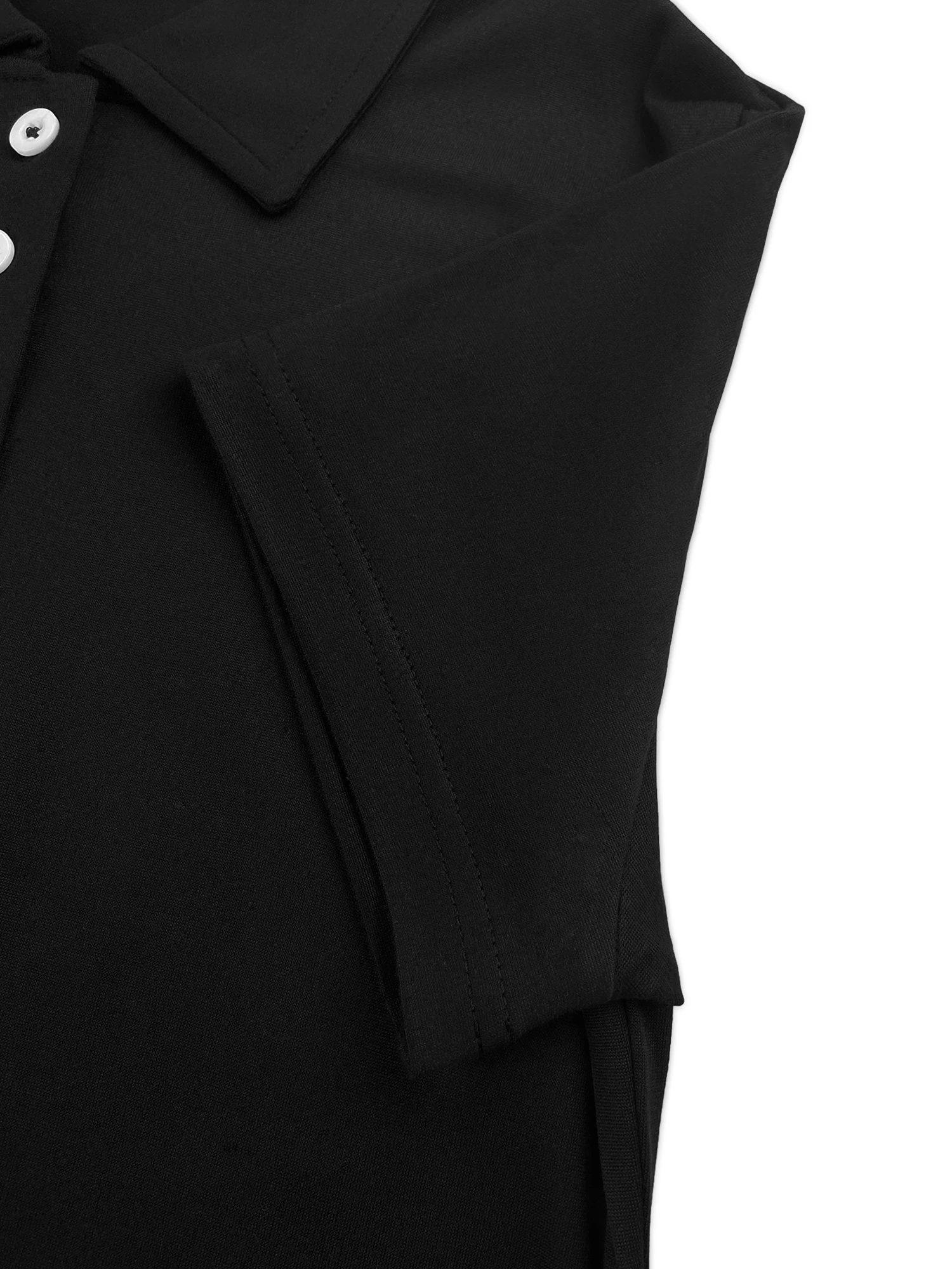 Minimalistisches Herz-EKG-Linien-Grafik Damen Kurzarm-Poloshirt mit Kragen, Schlanker Schnitt, Tägliches Casual-Sommer-Oberteil – Detail 7
