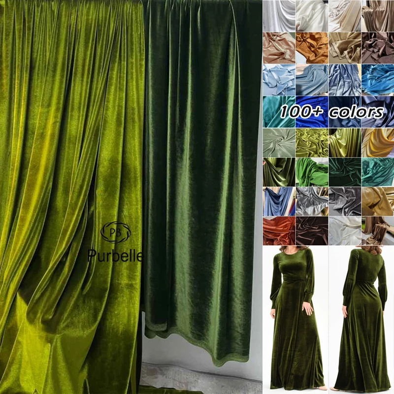 Vintage Green Velvet Fabric for Formal Dress Backdrops Wedding Party Decoration Curtain Cloth Drap Handmade DIY Material