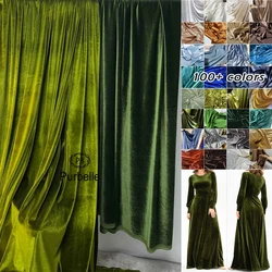 Vintage Green Velvet Fabric for Formal Dress Backdrops Wedding Party Decoration Curtain Cloth Drap Handmade DIY Material