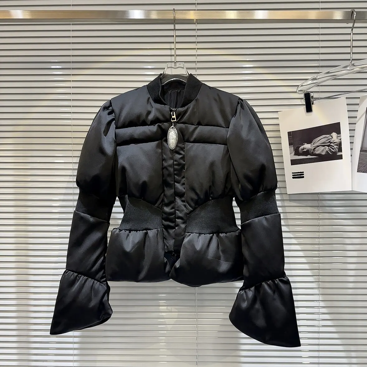 DEAT 2026 Winter New Items Fashion Women's Thread Waist Design Warm Jacket Casual Solid Color Zipper Cotton Padded Coat 11A01161