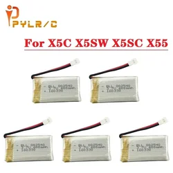 1/2/3/4/5PCS 3.7V 600mAh Lipo Battery For X5C X5SW X5SC X55 RC Drone Quadcopter Helicopter Spare Parts for X5C Drone Battery