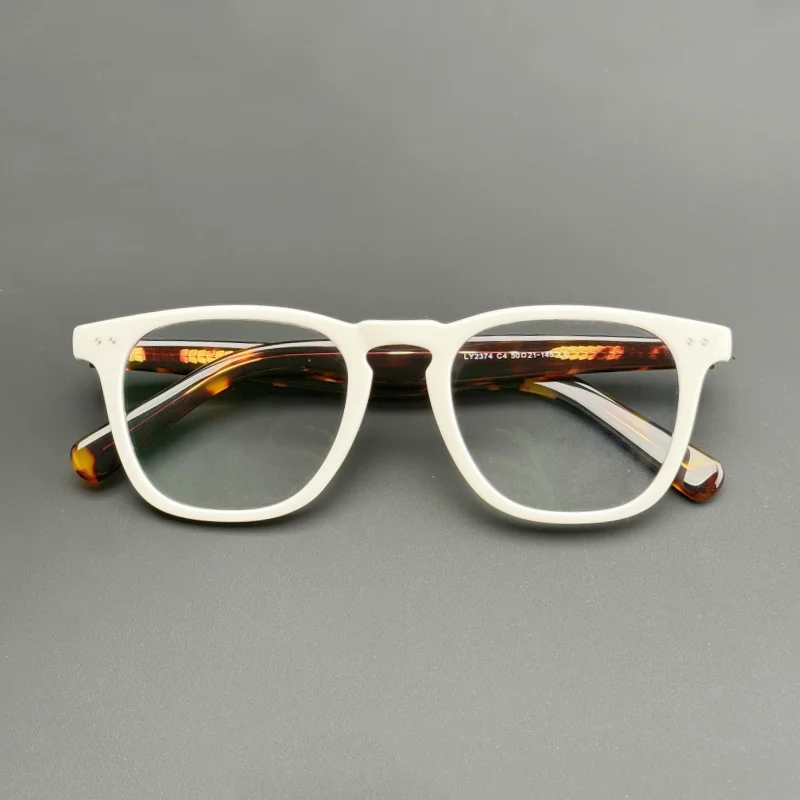 Vintage acetic square frames Men and women luxury brand designer white optical frames make prescription glasses for myopia