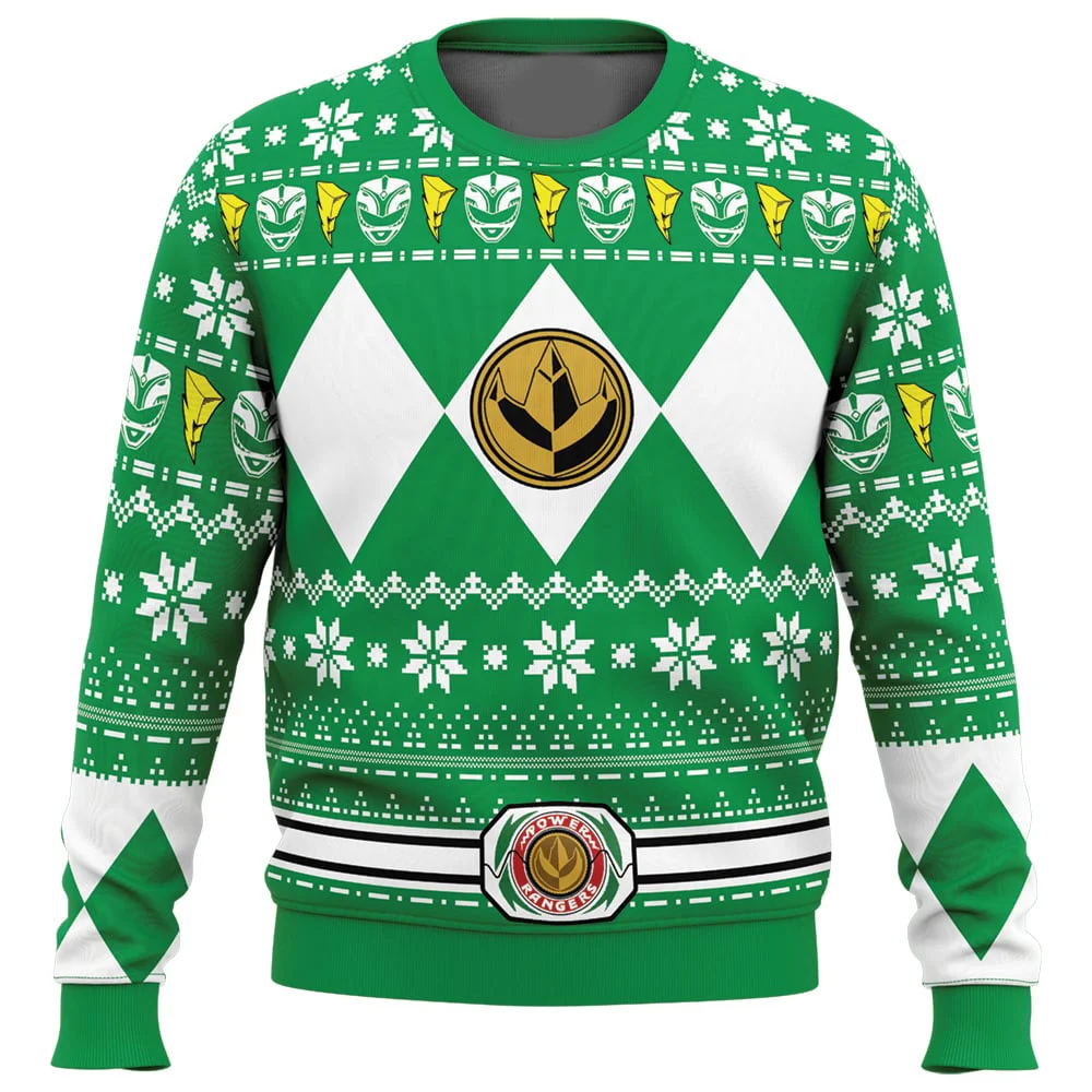 Men's and Women's Winter New Mighty Morphin Multi Color Ranger Power Ranger Ugly Christmas Sweater Christmas Party Hoodie view 5