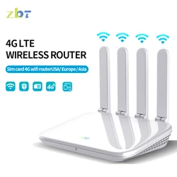 Wiflyer 4G Router 300Mbps Wifi Voor Thuis Simkaart 4 * 5dbi 4Ghz 2.4Ghz Antenne Wan Lan Poort Cat4 Ec200aeuha Modem 32 Gebruiker