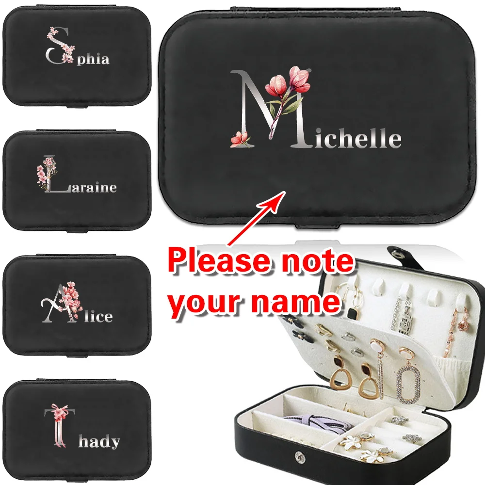 

Персонализированное индивидуальное имя 2025, портативная шкатулка для драгоценностей, большая емкость, дорожное ожерелье, серьги, органайзер, модный чехол для колец
