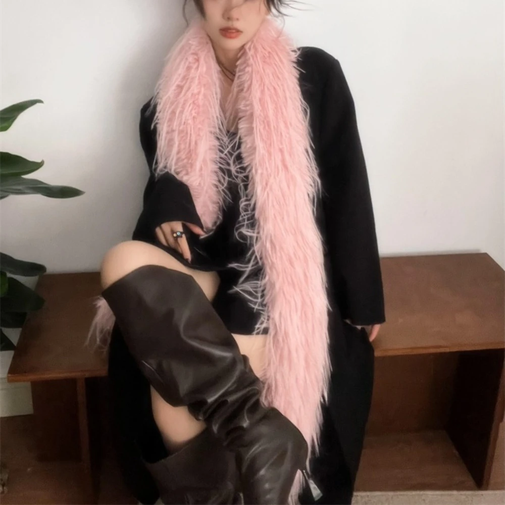 Winter Women's Imitation Sable Scarf Ear Muffs Set Hot Girl Ins Korean Thickened Soft Ear Muffs Warm Fluffy Collar Neck Scarf