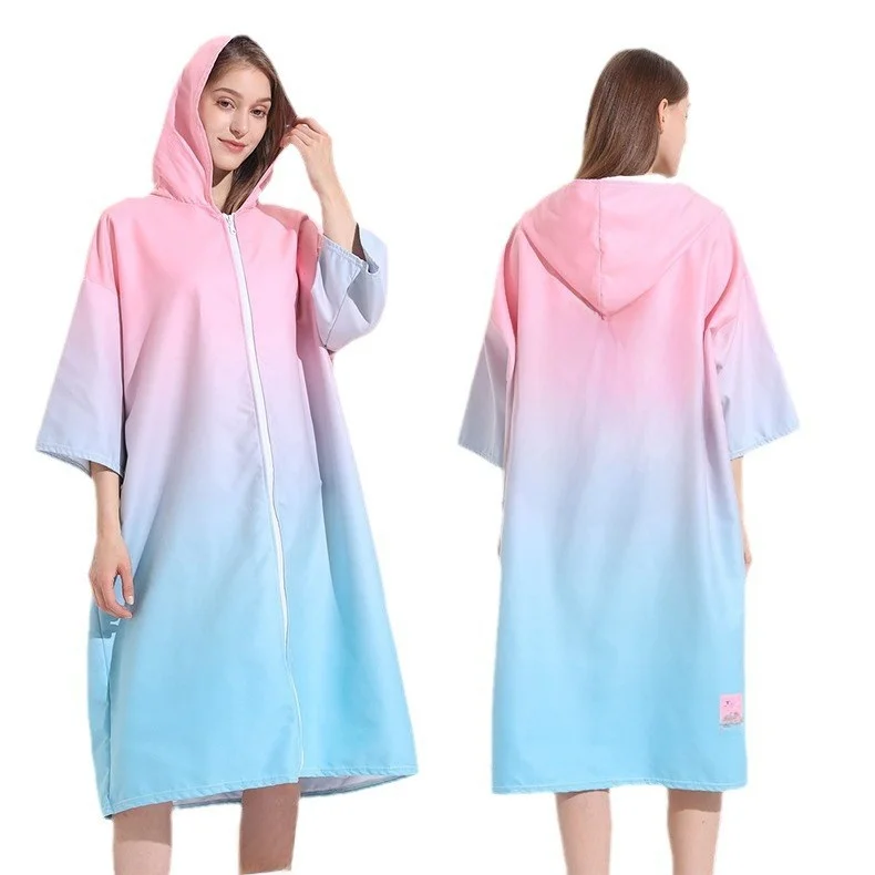 كوي جاف شاطئ السباحة منشفة مقنعين عباءة مع سحاب تصفح تغيير رداء توم شينغ عبر الحدود الرياضة Fitn مروحة والعتاد