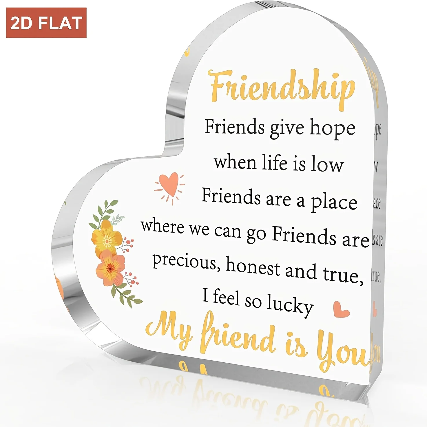 Watercolor Orange Wildflower & Little Hearts Heart‑Shaped Acrylic Ornament, Sentimental Birthday Holiday Present for Friend