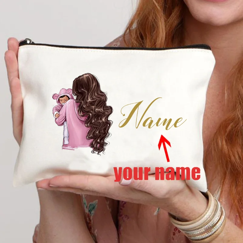 Custom Name Gift for Mom Makeup Bag Birthday Gift for Mother Mama Cosmetic Case Women Purse Mother's Day Gifts XMAS Bags for Mom