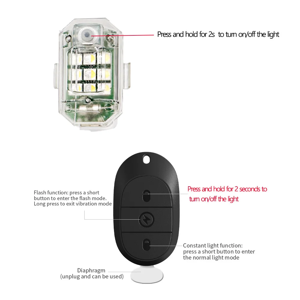 Auto Led Motorfiets Led Scooter Waarschuwingslampje Flitser Waterdicht 2.4G Draadloze Afstandsbediening