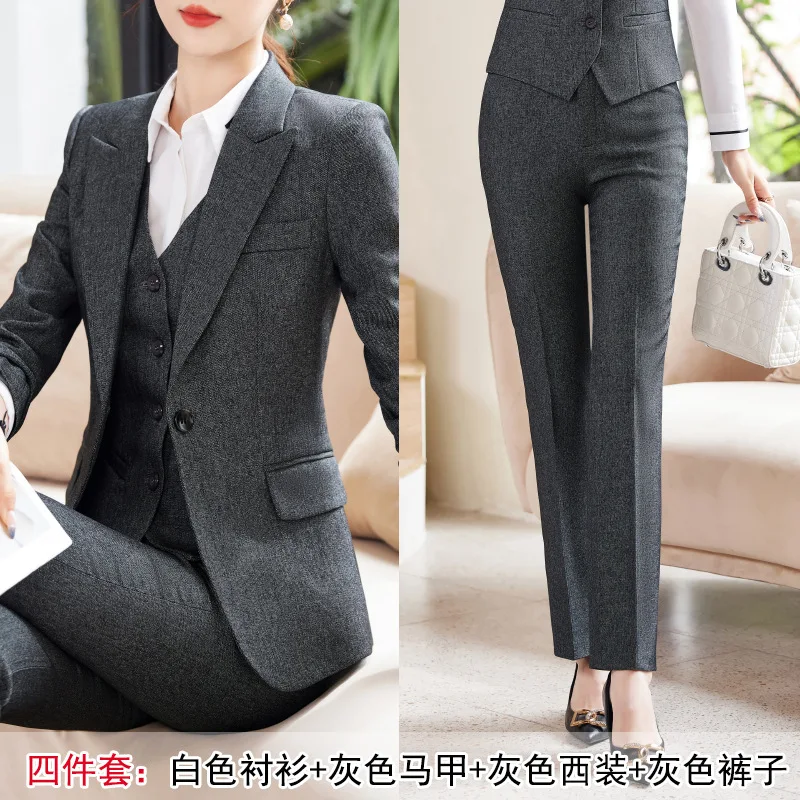 2025 الربيع والخريف جديد المهنية ارتداء المرأة طويلة الأكمام السترة سترة مجموعة حجم كبير الأعمال ملابس العمل الرسمية