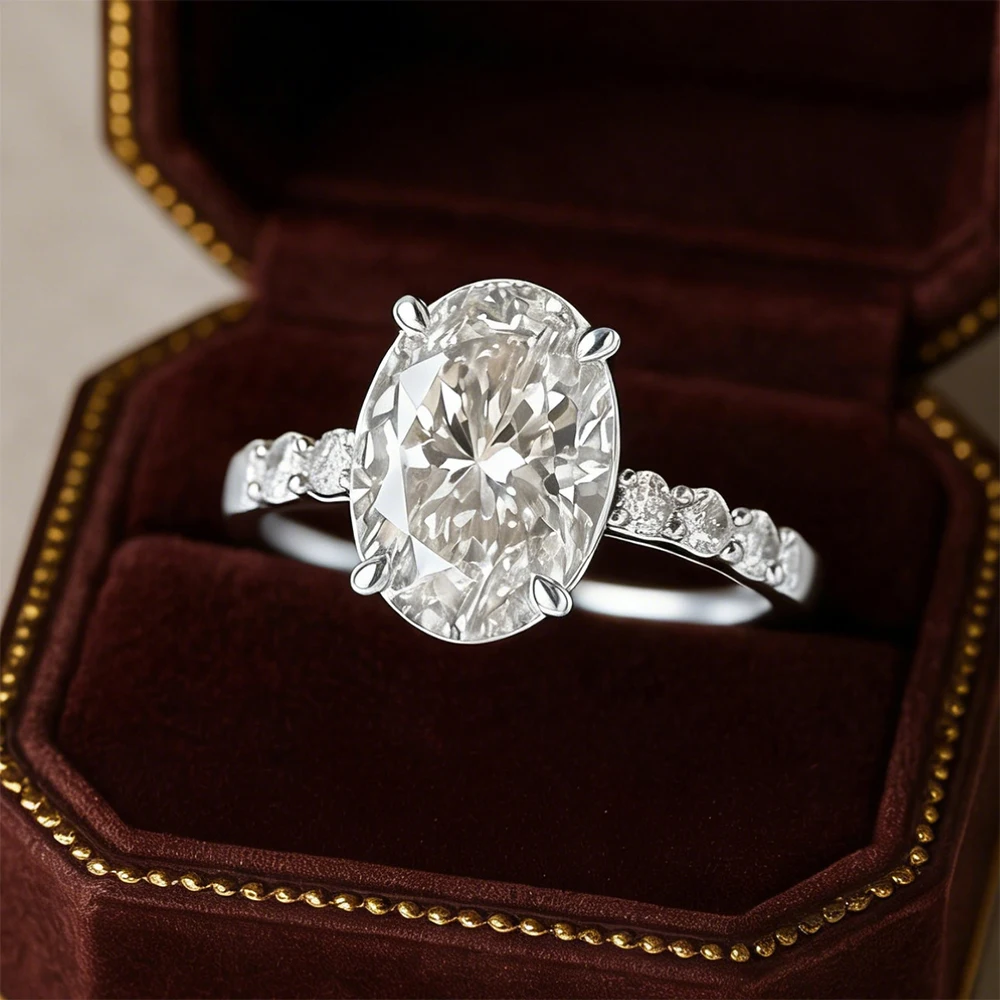 

Certified 1CT 2CT 3CT Oval Cut Moissanite Ring for Women Sparkling Lab Diamond S925 Silver Wedding Band Jewelry Hidden Halo Ring