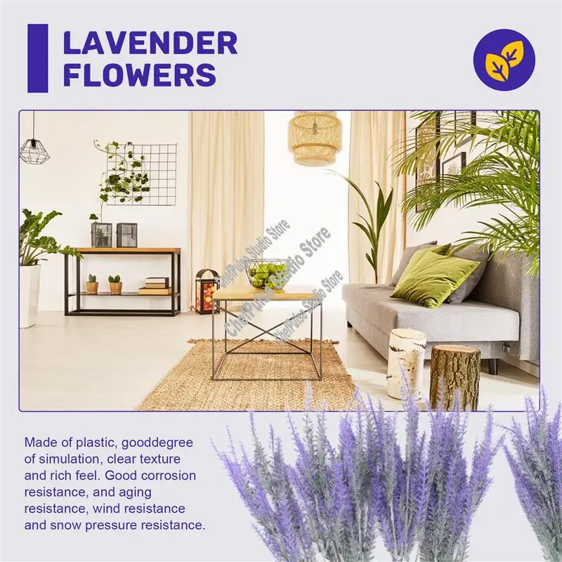 A68M-Fiori di lavanda artificiali 8 pezzi Piante finte con bouquet da sposa in plastica finta per centrotavola Decorazioni per la cucina di casa