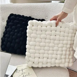 Aesthetic Knot Plush Cushion Nordic Square Stuffed Pillow Sofa Decorative Plush Pillow Floor Windowsill Weaven Cushion Decor