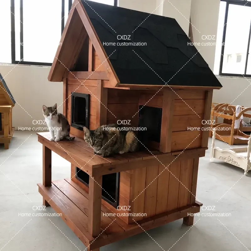 Outdoor Cat House Winter Warm Stray Cat Shelter Rainproof Kennel Universal All Seasons Villa Pet Hut Weatherproof Bed